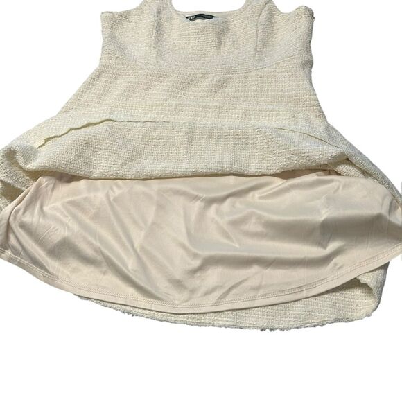 Zara Size S Bouclee Tweed Sleeveless Mini‎ Dress Cream White Coquette Feminine - Picture 6 of 11